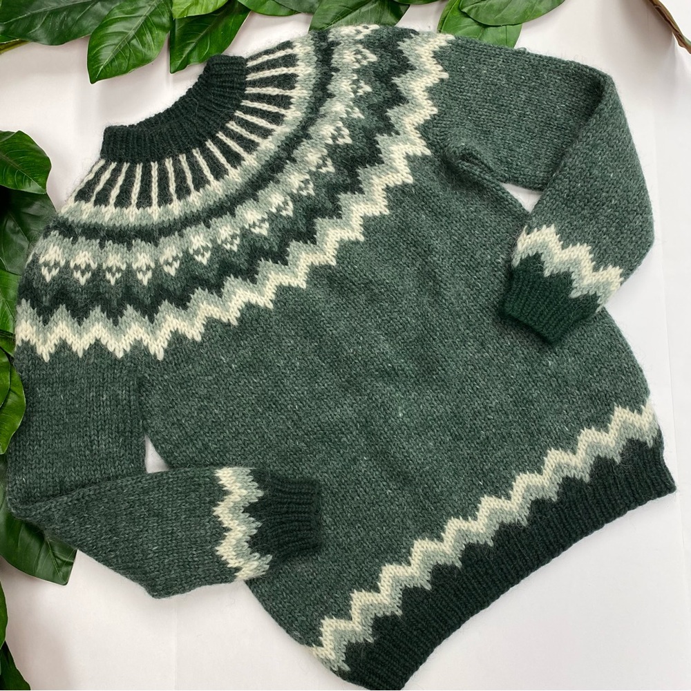 Handknitting Association of Iceland Sweater 100% Wool Nordic Fair Isle Sz Large
